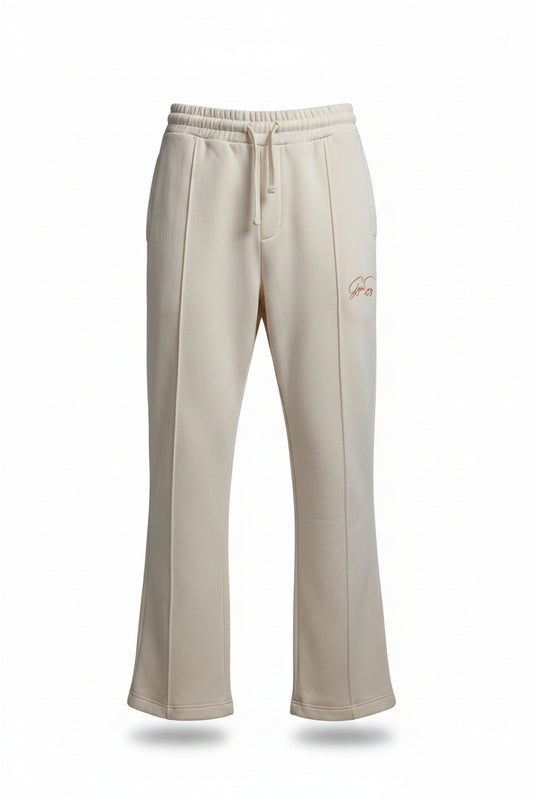 Beige wide leg trackpants